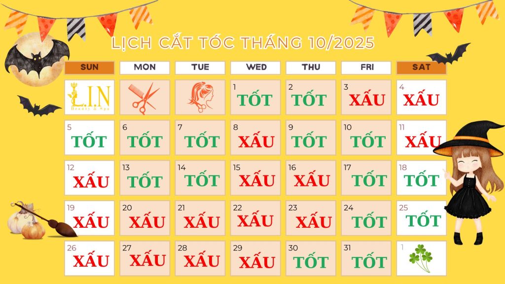 Lịch Cắt Tóc Tháng 10 2025