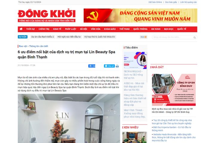 bao dong khoi noi ve lin beauty spa